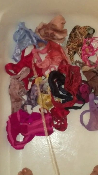 Peeing on my satin thongs