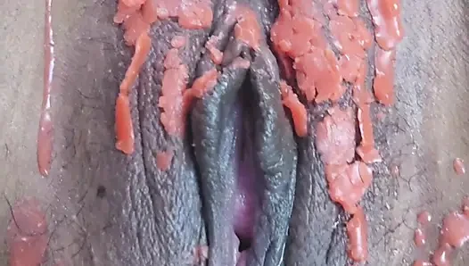 OMG. Putting candle wax on and finger until cum come out , With huge Squirt