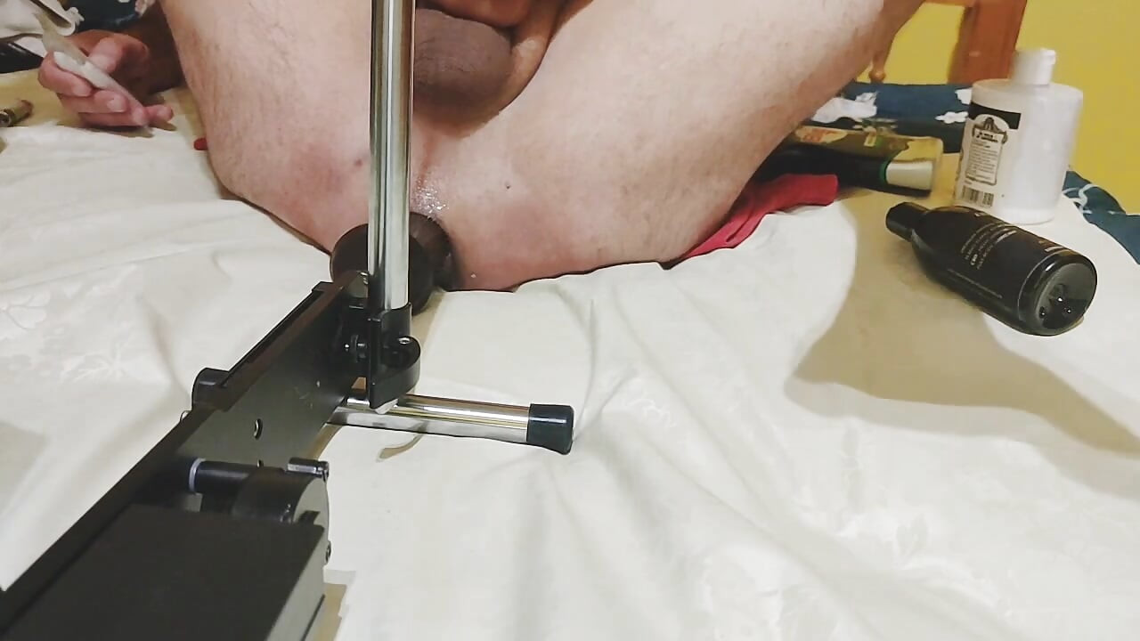 Anal gape with monster dildo
