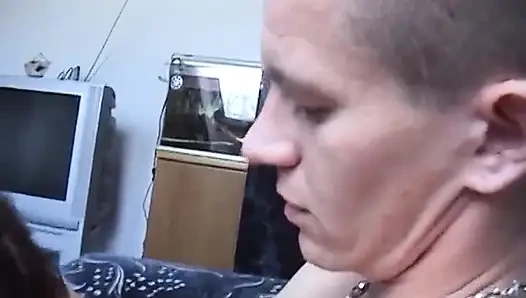 Dirty redhead granny gets her pierced cunt rough drilled by young dude