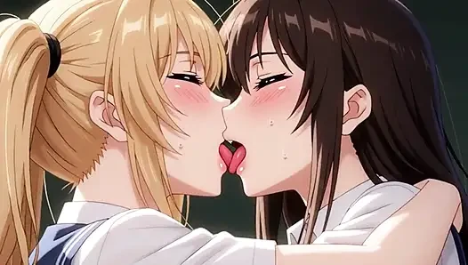 Üniformalı iki kız. Hot Kiss