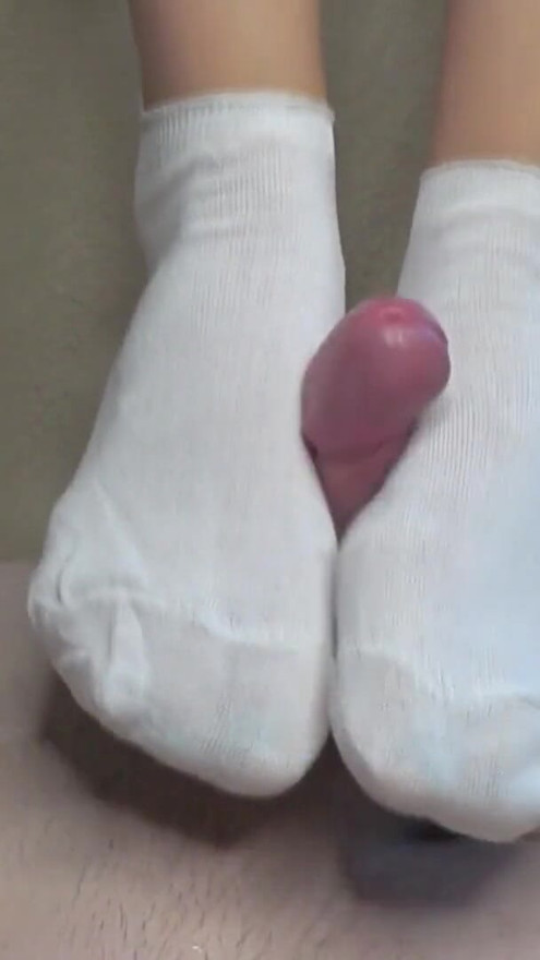 Gorgeous White Socks Footjob! | Clip 1