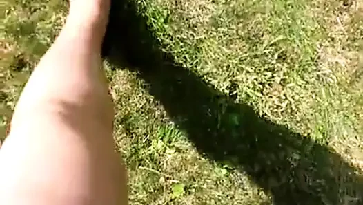 Backyard pantyhose walk