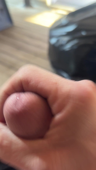 Jerking off on the deck with cum shot