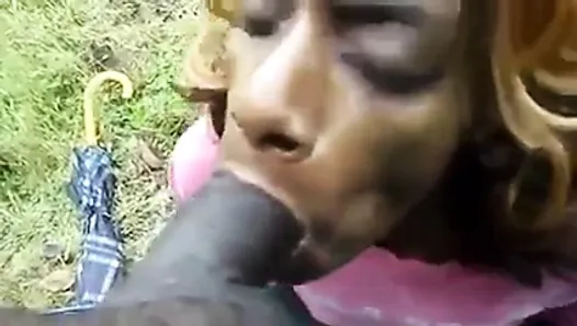 Gagging a smoker in the woods