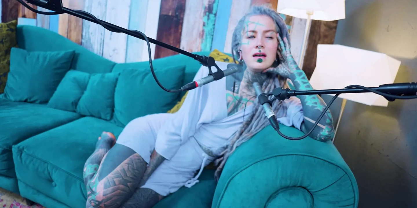 I talk about R - Relief - ASMR podcast SFW talking goth skinny girl dreadlocks tattoo model inked girl
