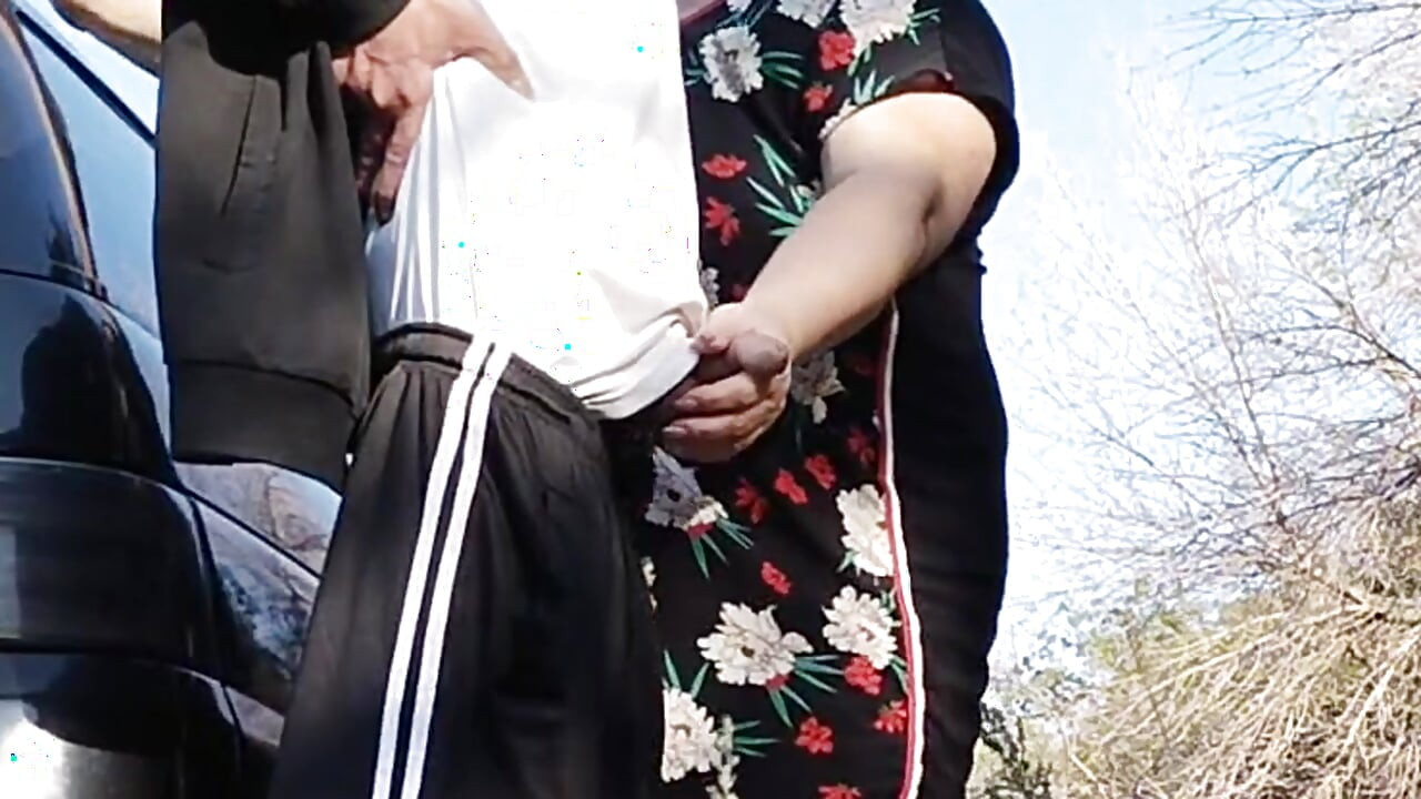 Mother-in-law holds my dick while I pee and then sucks it in public