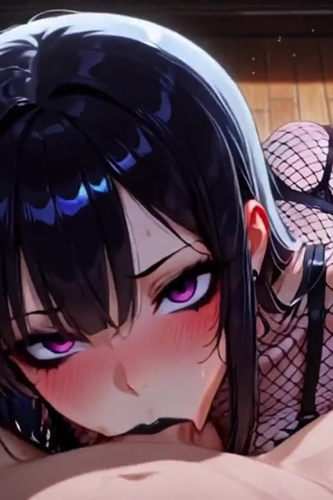Ai Anime: a Busty Goth Asian Babe Gives a Blowjob and Fuck Me.