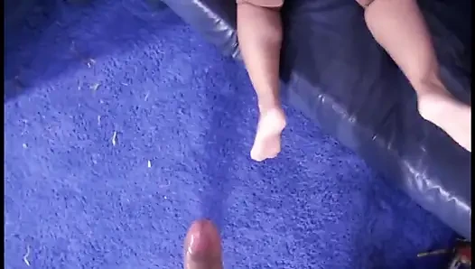 Blonde petite on big dick...cum on face