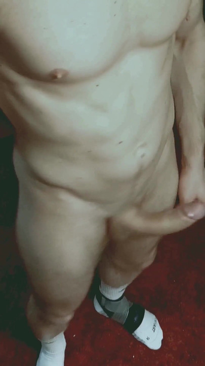 Powerful moment from "Horny Hung Hunk Jerks Off His Uncut Big Cock"
