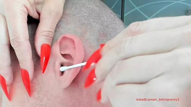 Asmr ear cleaning fetish mature cougar long nails
