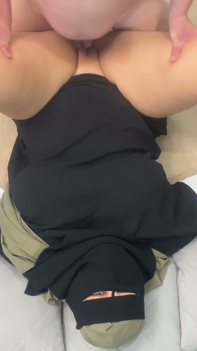 Sexy wife in a hijab has sex with her husband and gets creampied in her pussy | Clip 1