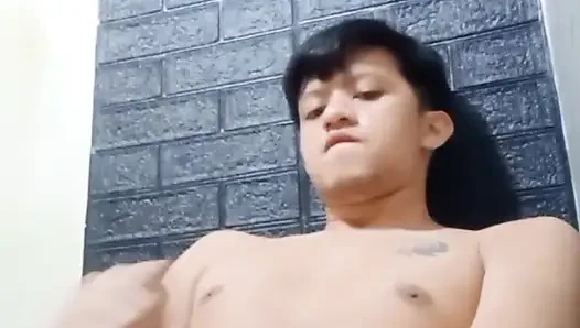 Young Asian Twink's second wank of the day, cum is still going