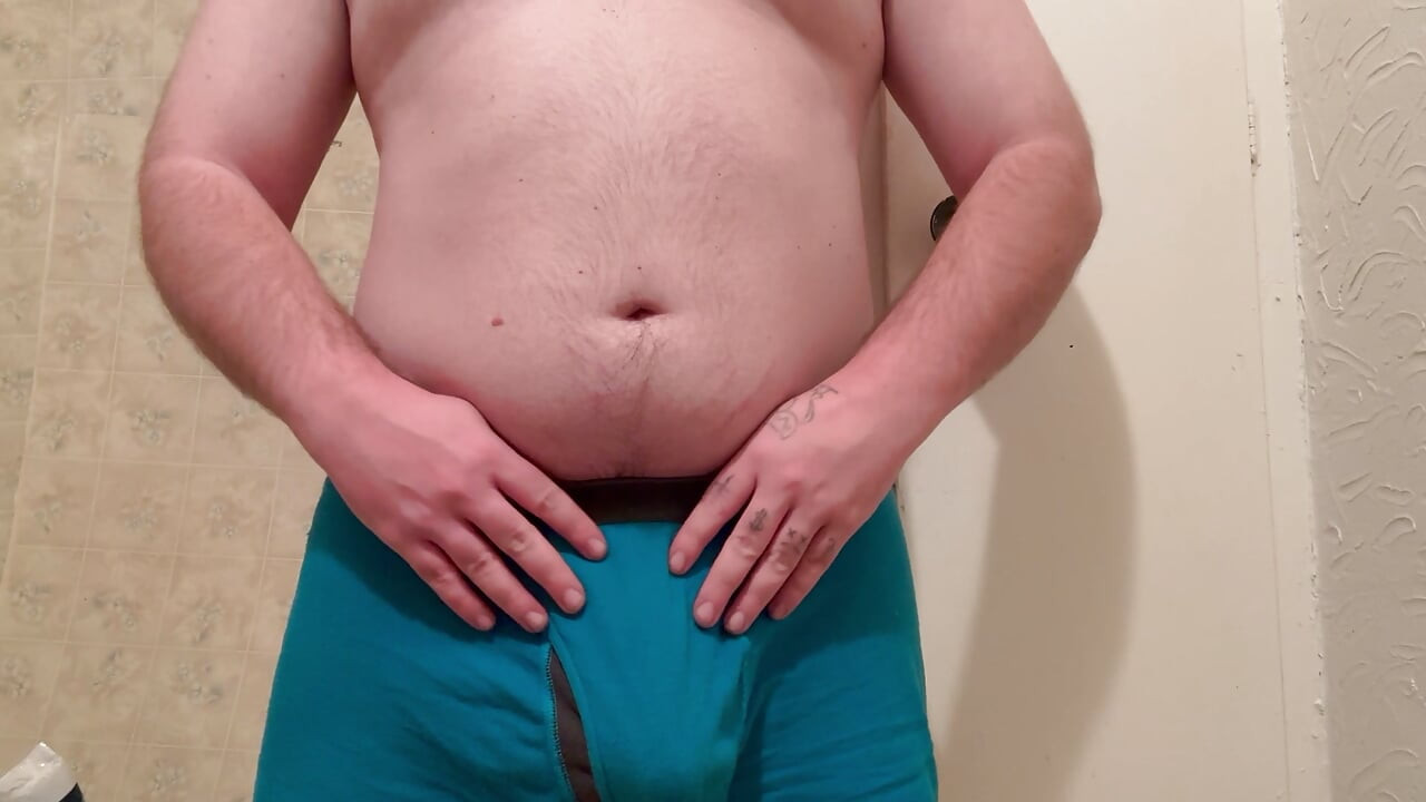 Playing with my hard cock without cumming