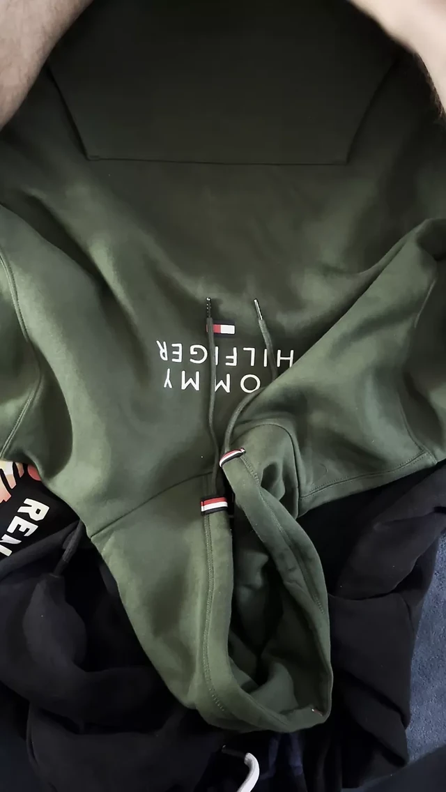 Cum on a new Tommy Hilfiger hoodie