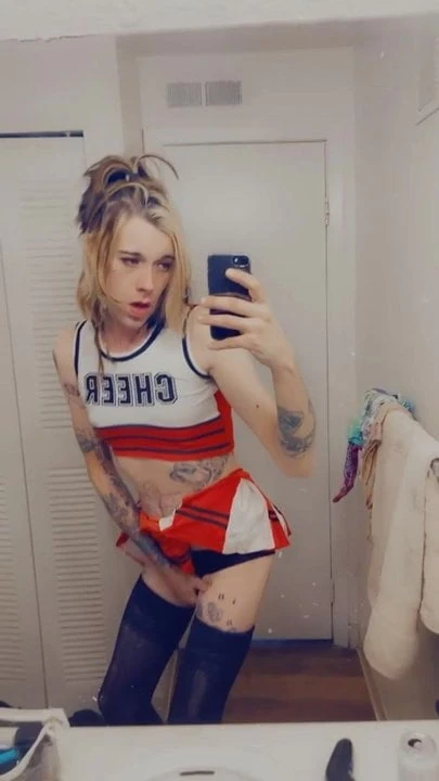 Trans Cheer Leader enjoying herself