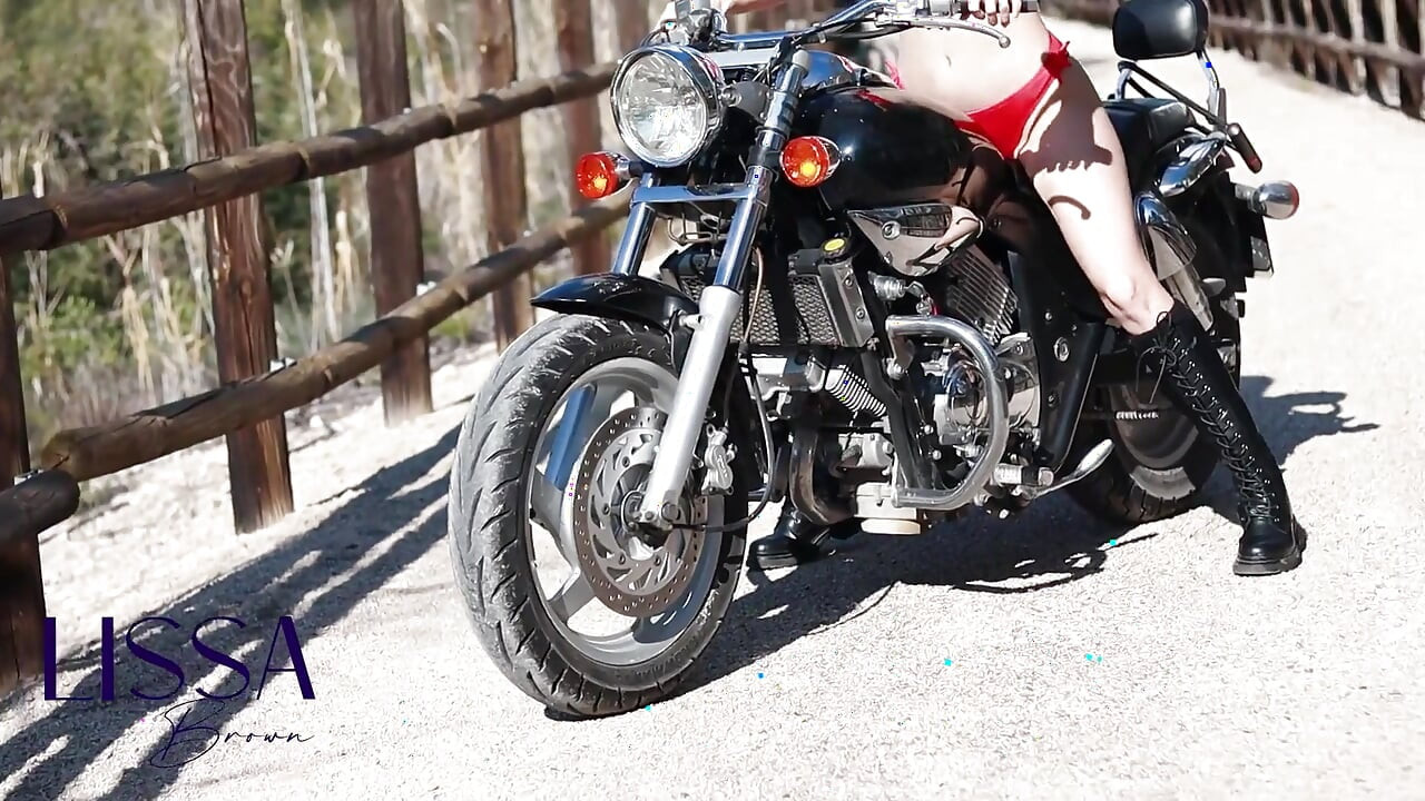 Fun with the Vibrations of My Bike, with Licking Belly Butto
