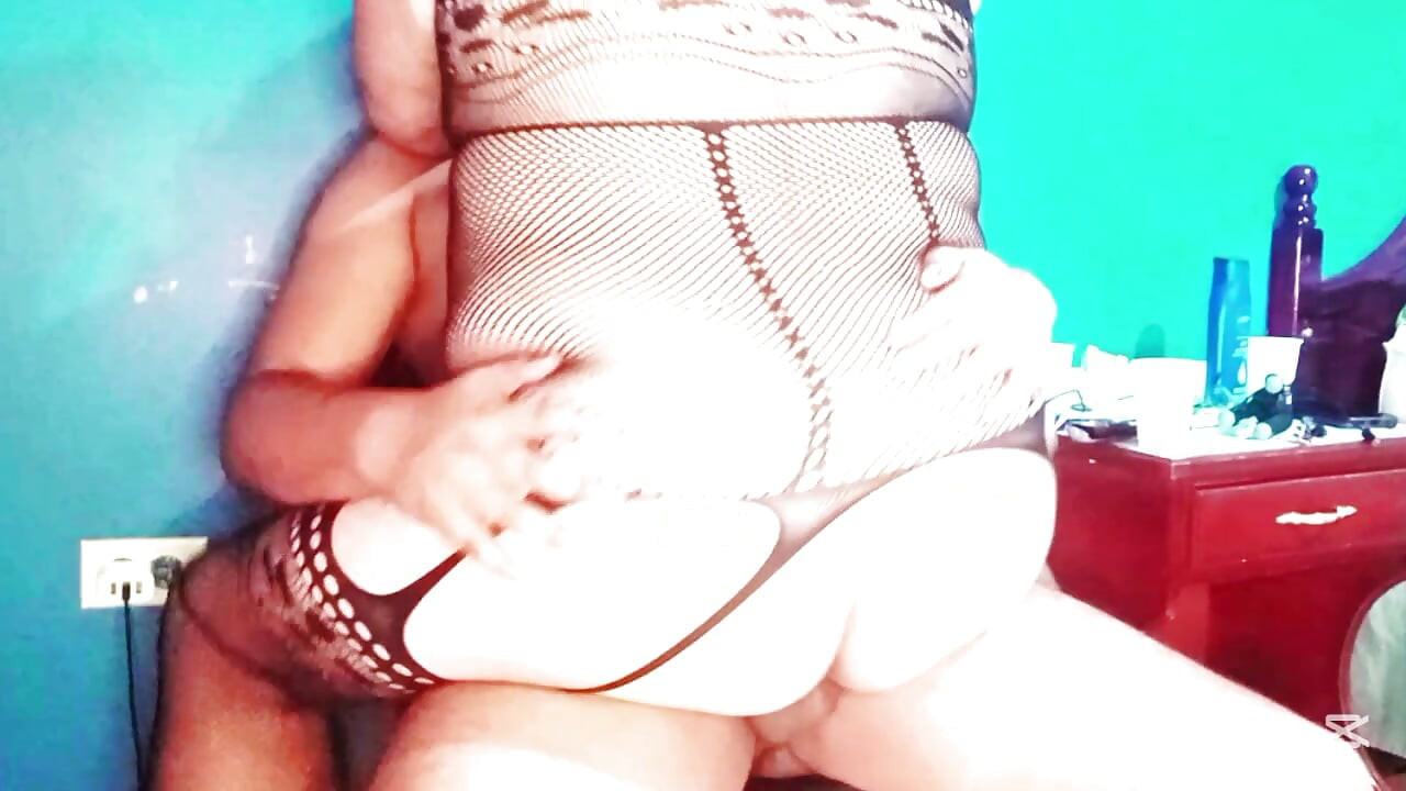 Grandma in lingerie riding neighbor's cock
