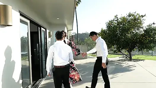 Everly Haze Is Double Penetrated by Two Japanese Guys