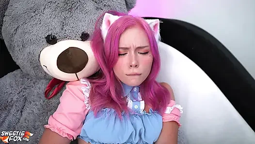 Pink Haired Girl Deep Sucking Dick and had Anal Sex until Cum Inside