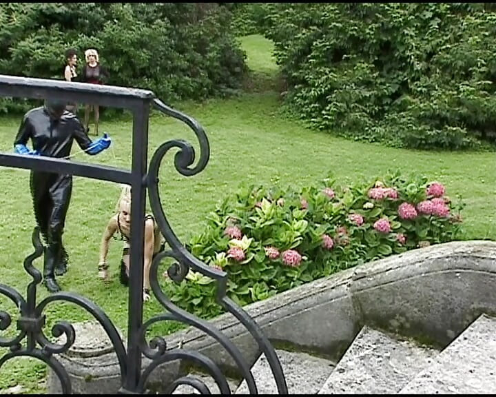 Attractive blonde German slut tied up and wrecked in DP action