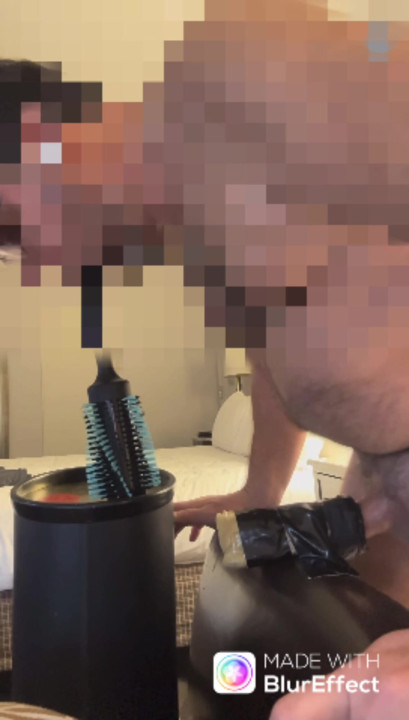 Daddy fucking fleshlight and sucking brush dildo with moaning in hotel alone