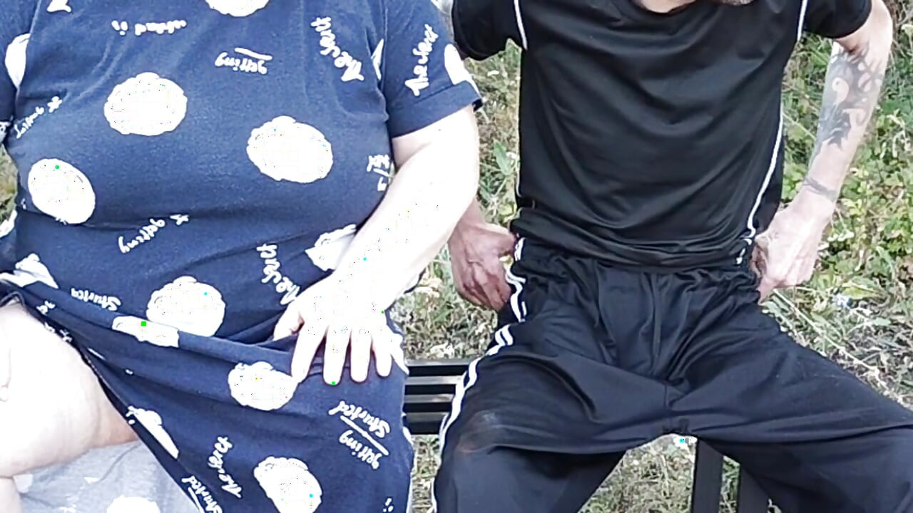 mother-in-law in a public park fingering my dick on a bench