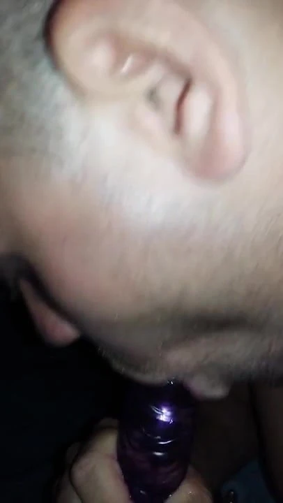 Sucking my GF's dildo
