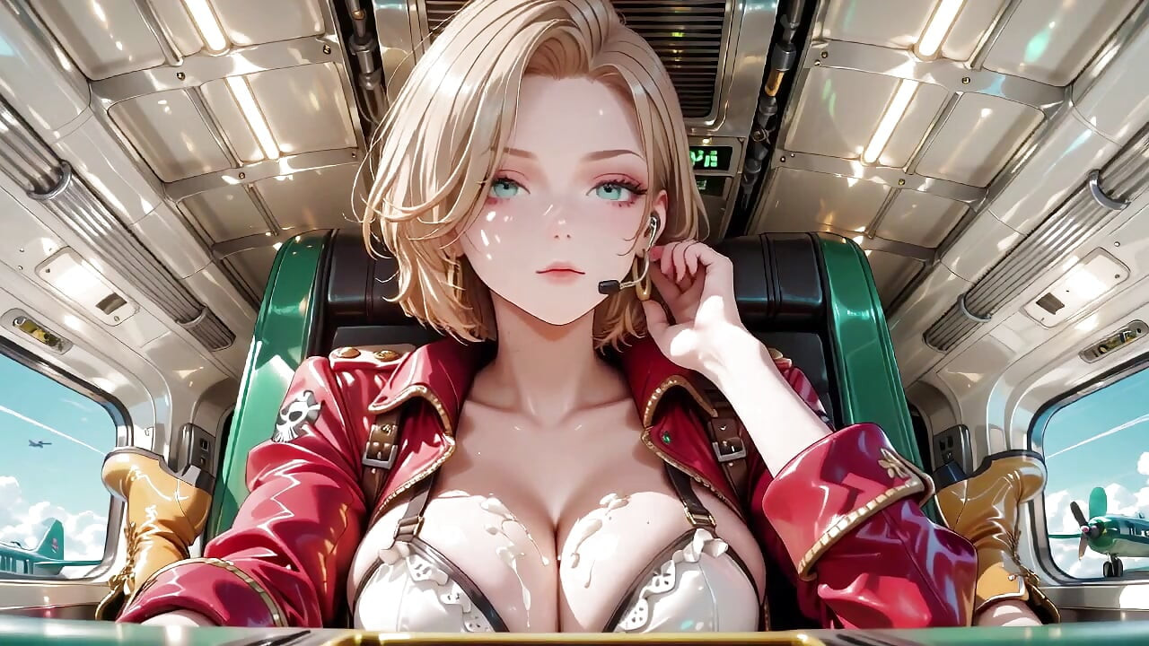 Blonde Commander in the Future Train! Red Patent Leather Uniform Is Insane