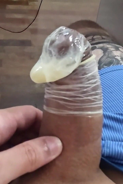 Giant and Thick Penis Releases Milk in the Condom