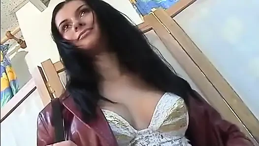 Shy Cassandra babe on her first strip-interview