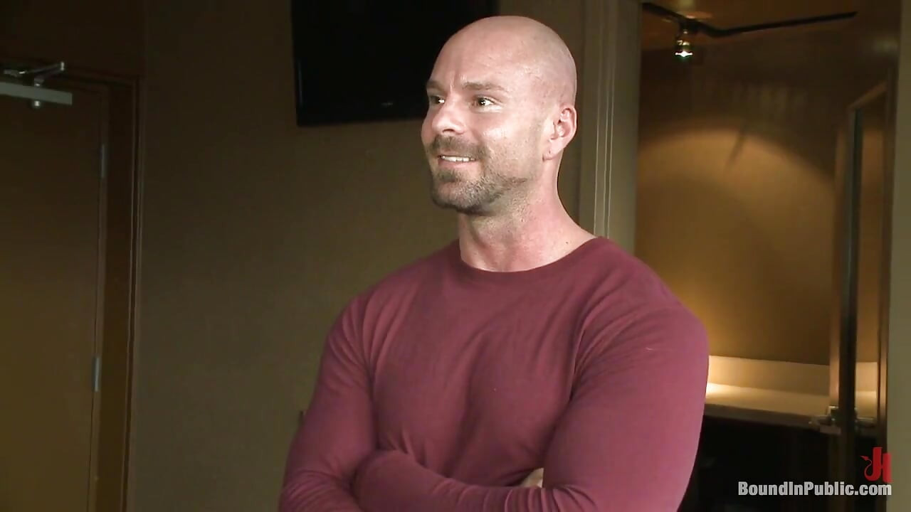 Muscle Stud Mitch Vaughn Tied up and Used in a Public Bar