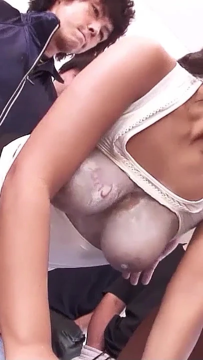 Thrilling moment from "Multiple Creampies in Gangbang for Body Painted Japanese Teen"