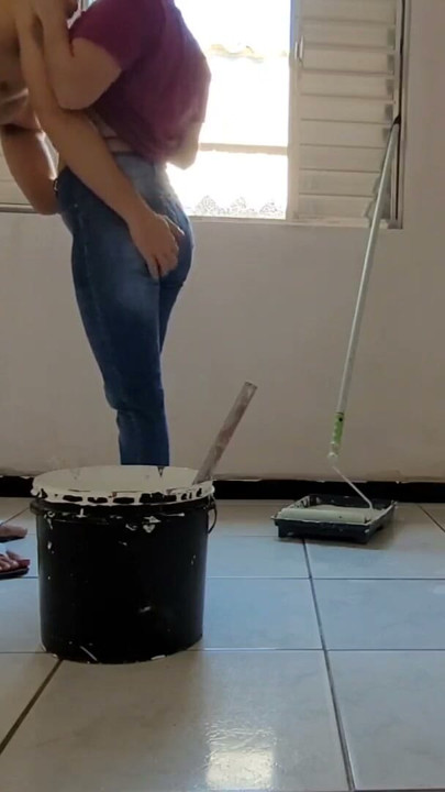 Married housewife cheats on her husband with a painter with a big dick | Clip 2