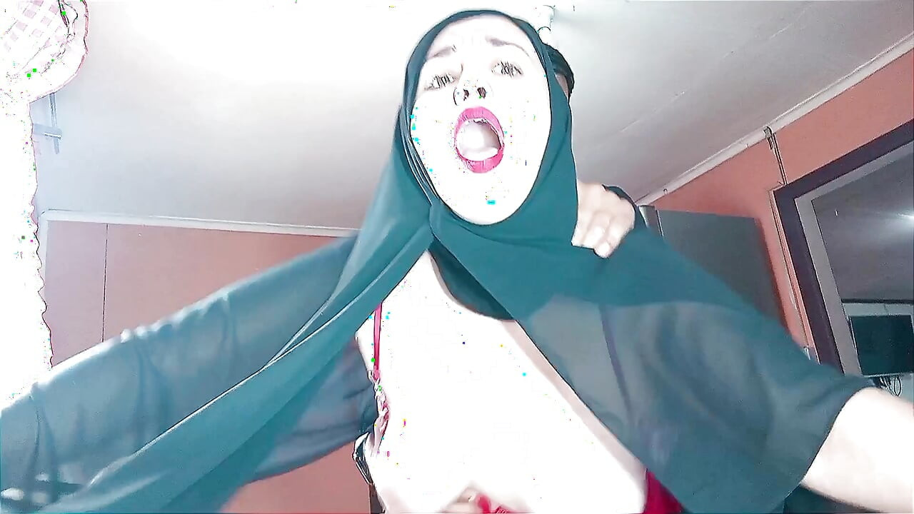 Muslim stepmother in a hijab fucking in the kitchen