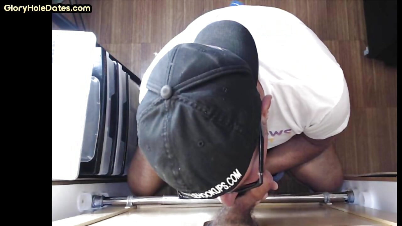 Gloryhole amateur DILF deepthroats BFs cock at home