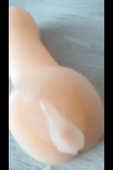 Twink Licks Own Cum From Fake Pussy