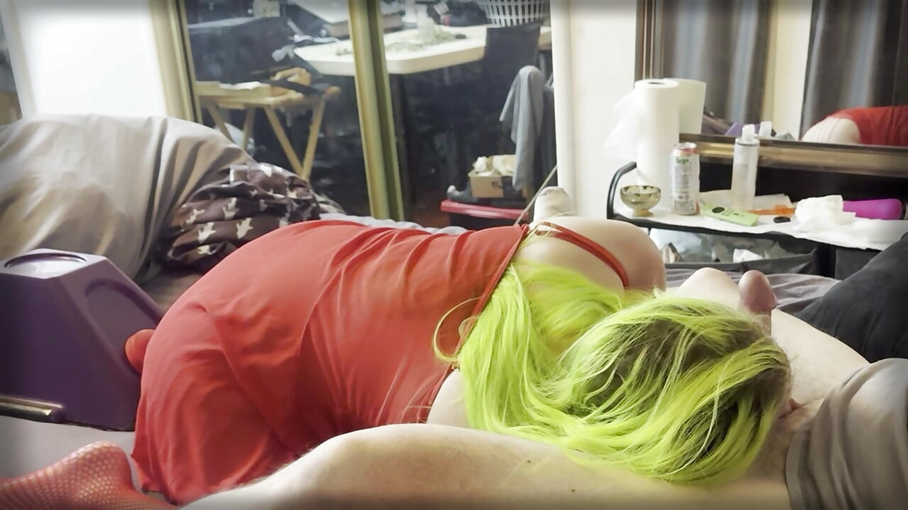 Next Door Dolly and Stunt Cock - Thrusting Vibrator Swallow Blowjob