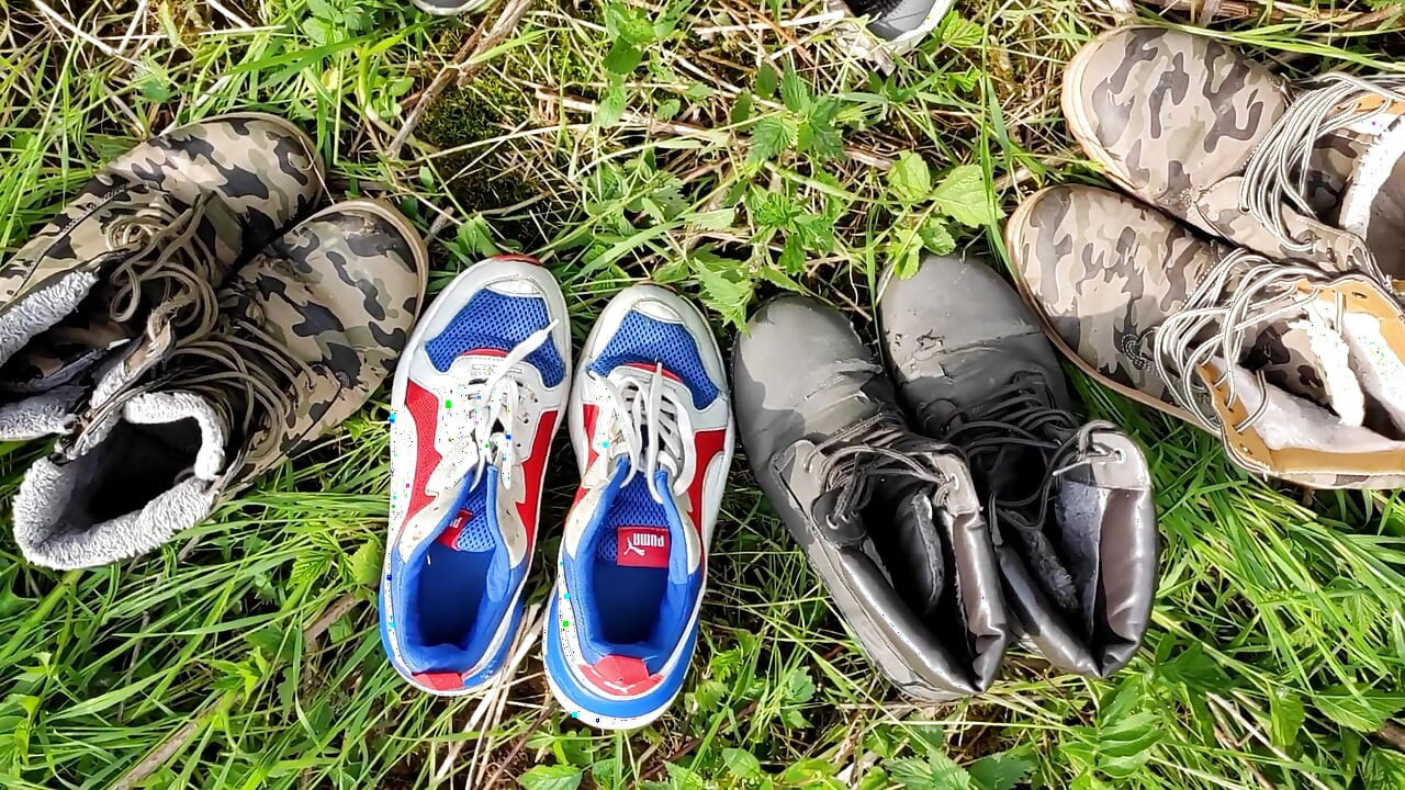 4 Times Piss and Cumshot on My Used Boots and Sneakers
