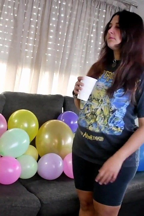 Metal Girl Pop All Balloons Before Party - Bunny Looner