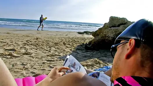 threesome on the beach with madness blowjob