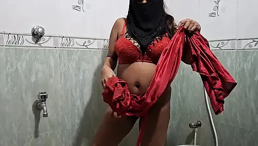 Desi hijabi woman fucked by her stepfather inside the bathroom