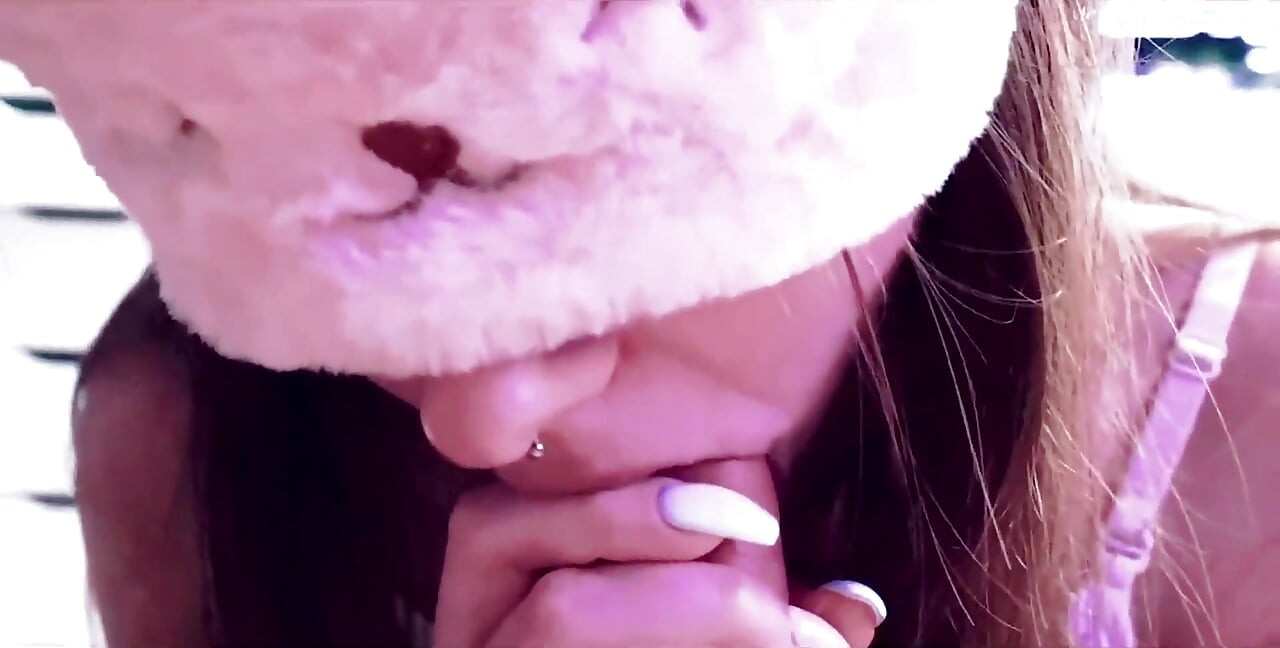 Cute Girl Whipped Cream Blowjob Close up