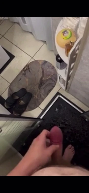 Young boy cum in the shower