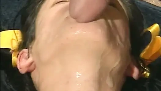 Cute brunette teen gets plowed on the couch