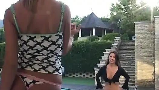 Sweet girl bent over in the bathroom and fucked by a dildo
