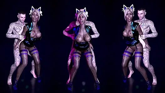 Gece Kulübünde, Sıcak Mela Büyük Beyaz Penis Tarafından Sevişiyor