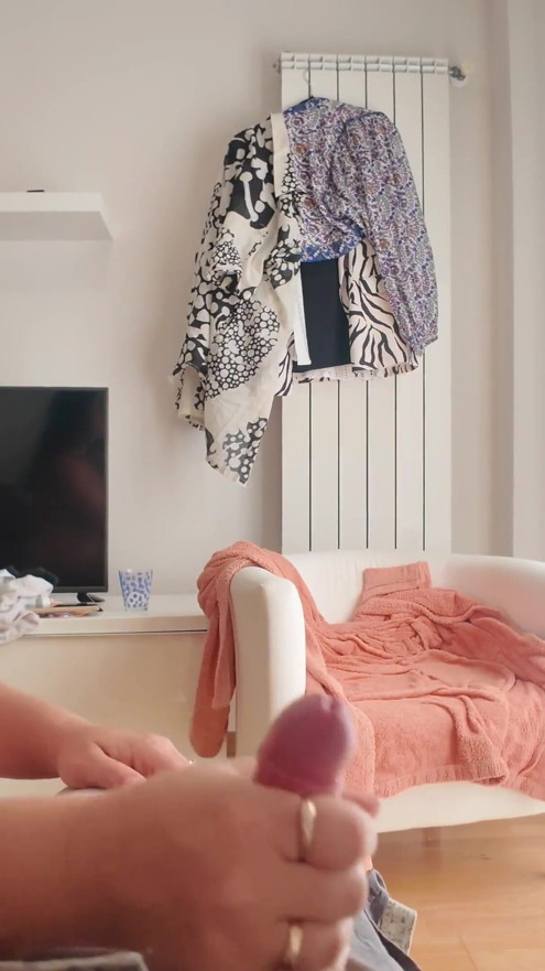 StepMom was busy on Phone. Stepson began to Jerking off for Her | Clip 1