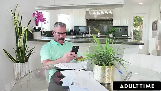 ADULT TIME - Pervert Lilith Grace Uses Stepmom's Phone To Tease New Stepdad With Feet & Dildo Videos