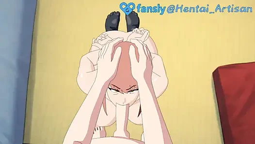 Hentai Artisan: Makima, Chainsaw Man, Black Stockings Footjob, Deepthroat Facefuck, Double Penetration, Gets Fucked Hard